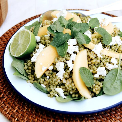 Pearl Couscous Mango Salad w/ Chilli Chimichurri