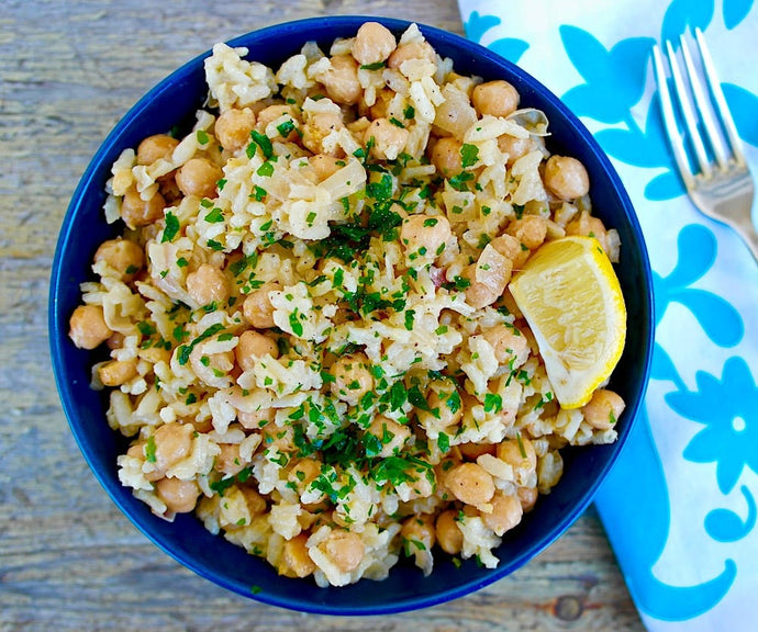 Rice and Chickpeas with Lemon and Tahini