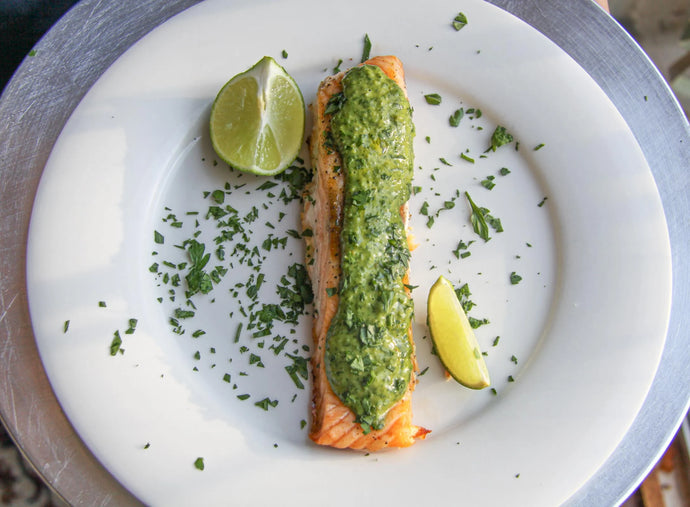 Slow-Roasted Salmon with Salsa Verde and Phileos EVOO