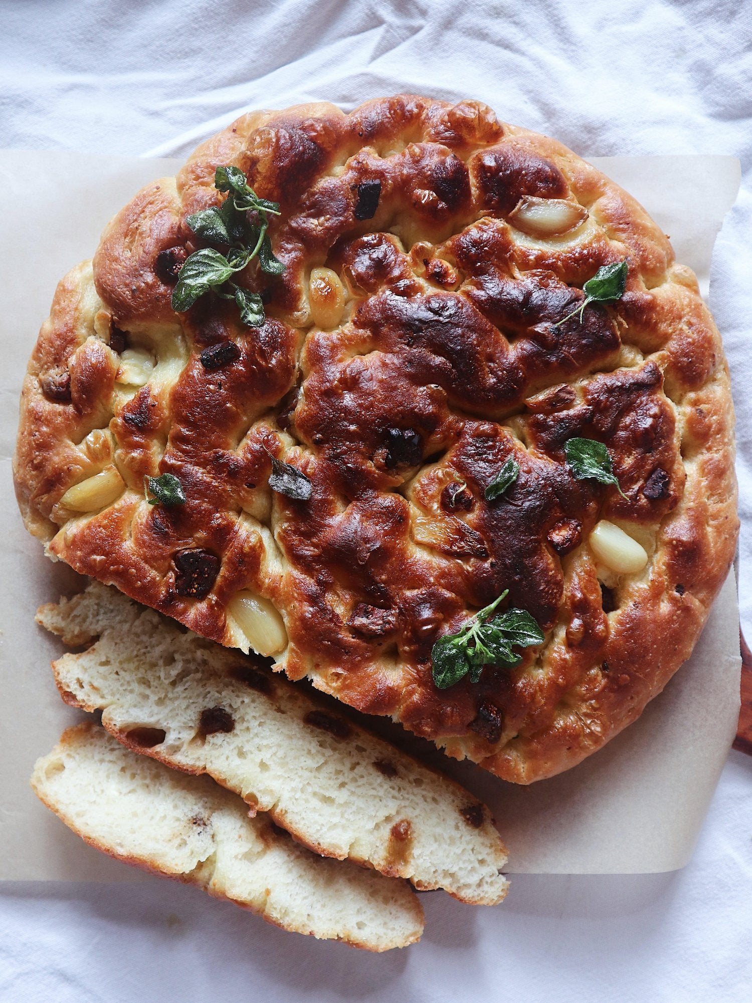 Fig and Feta Focaccia w/ Confit Garlic and Oregano PHILEOS