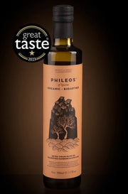 Phileos Ultra Premium Organic Extra Virgin Olive Oil - 500ml dark green glass bottle