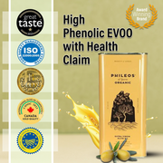 Phileos Ultra Premium Organic Extra Virgin Olive Oil - 5L tin