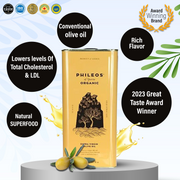 Phileos Premium Organic Extra Virgin Olive Oil - 5L tin