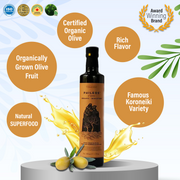 Phileos Premium Organic Extra Virgin Olive Oil - 500ml dark green glass bottle