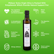 Phileos Premium Extra Virgin Olive - 750ml Dorica Dark Green Bottle
