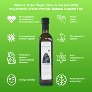 Phileos Ultra Premium Extra Virgin Olive Oil PGI Laconia - 500ml Marasca dark green glass bottle